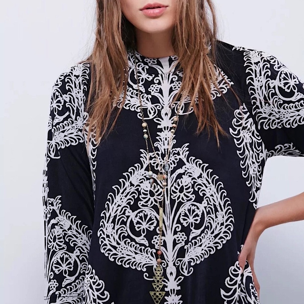 Vintage Free People New Romantics Fiesta Quarter-Sleeve Dress